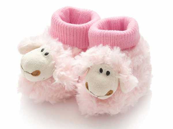 Plüschschaf Babyhausschuhe rosa - Kuscheltier Schaf - von Hansen | Plüschschafe