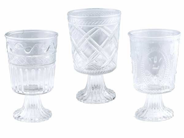 Windlichter Pokale Sevilla Glas 3er Set | von Hoff Interieur