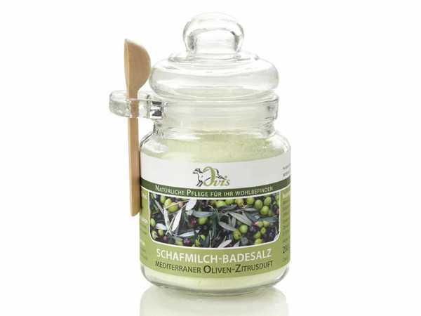 Schafmilch-Badesalz Olive-Zitrus im Glas 280 g
