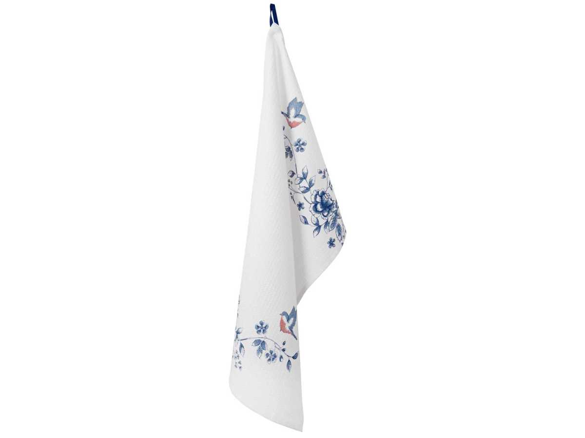 Küchenhandtuch Blue Bird mit blauen Blumen und Vogel-Motiv