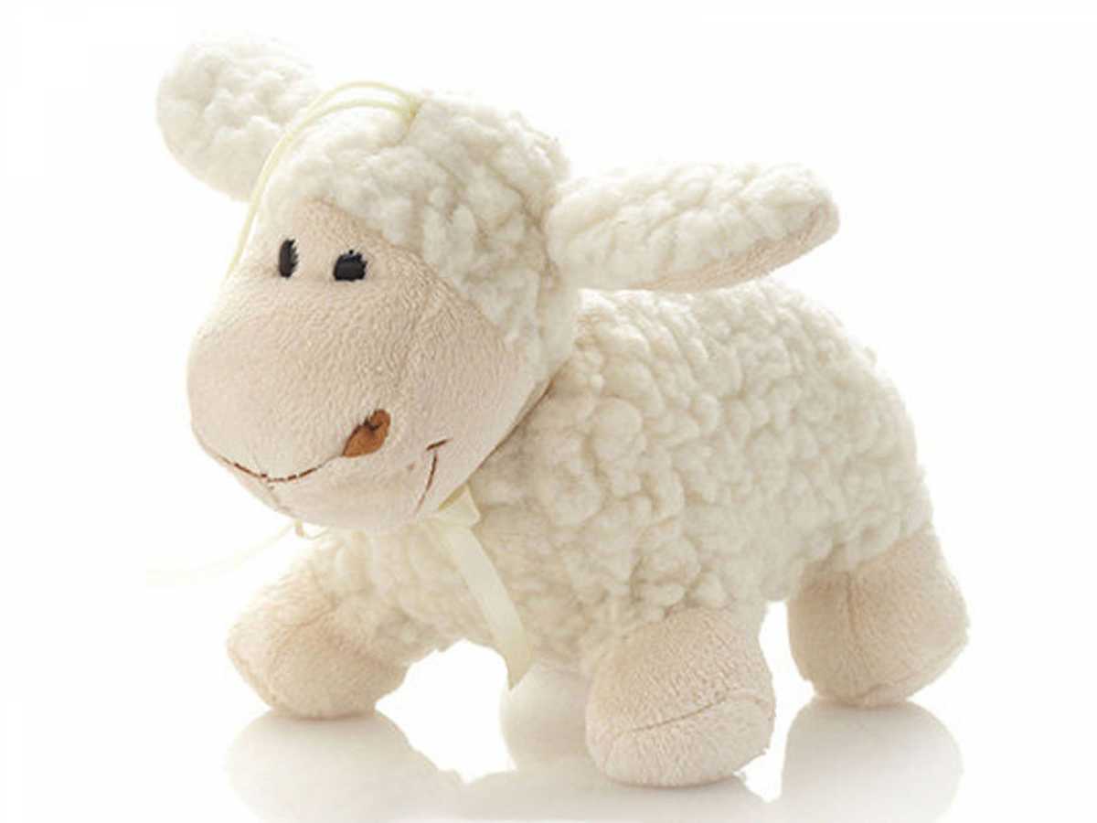 Schurwolle Schaf stehend - Baby Kuscheltier | Öko Spielzeug